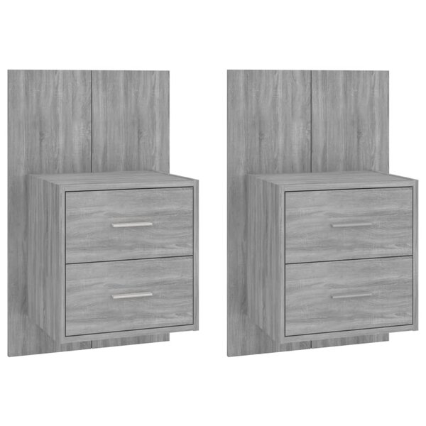 vidaXL Tables de chevet murales 2 Pièces Sonoma gris