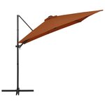 vidaXL Parasol de jardin en porte-à-faux avec lumières LED terre cuite