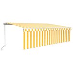vidaXL Auvent rétractable manuel avec store LED 5x3 m Jaune et blanc