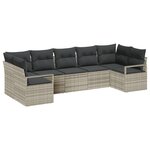 Ensemble de canapé de jardin vidaXL 7 pièces avec coussins gris clair poly rattan