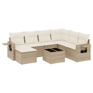 vidaXL Salon de jardin avec coussins 8 Pièces beige résine tressée