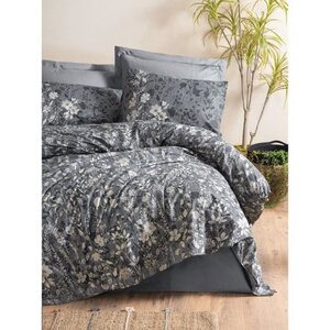 Parure de lit coton renforcé - housse de couette 220 x 240 + 2 taies d'oreiller 60 x 60 - Anthracite