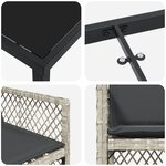 vidaXL Ensemble salle à manger jardin 5 pièces avec coussins gris clair en poly rotin