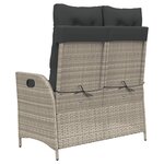 vidaXL Banc inclinable de jardin et coussins gris clair résine tressée