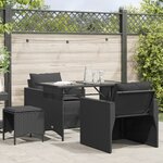 vidaXL Salon de jardin 4 Pièces avec coussins noir résine tressée