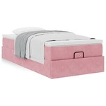 vidaXL Cadre de lit ottoman avec matelas rose 90x200 cm velours