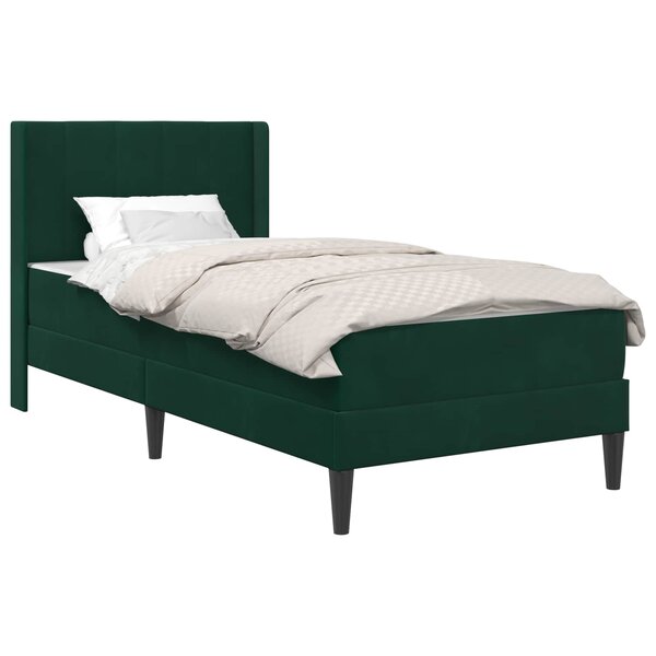vidaXL Cadre de lit avec matelas Vert foncé 80 x 200 cm Velours