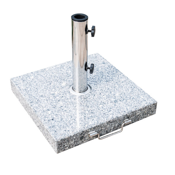 Pied/base de parasol granite gris poignée et roulettes compatible pied parasol Ø 35/38/48 mm