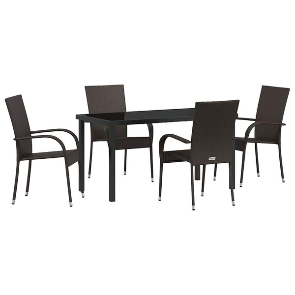 vidaXL Ensemble de salle à manger pour jardin 5 Pièces Marron Poly rotin