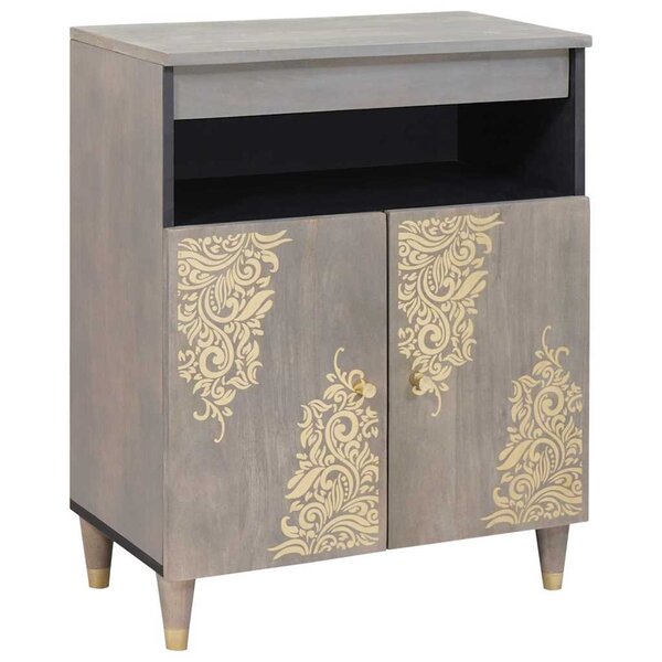 vidaXL Buffet Gris et or 60 x 33.5 x 75 cm Bois de manguier massif