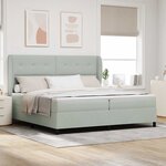 vidaXL Lit à ressorts avec matelas Gris clair 200 x 200 cm Velours