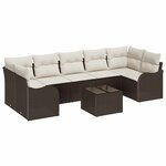 vidaXL Ensemble de canapé de jardin avec coussin 8 Pièces Marron et Crème