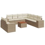 vidaXL Salon de jardin avec coussins 10 Pièces beige résine tressée