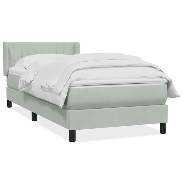 vidaXL Sommier à lattes de lit et matelas gris clair 80x220 cm velours