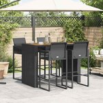 vidaXL Ensemble de bar de jardin 5 Pièces sans coussins noir poly rotin