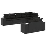 vidaXL Salon de jardin 8 Pièces avec coussins noir résine tressée