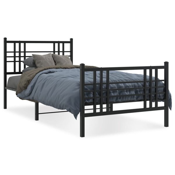 vidaXL Cadre de lit métal sans matelas avec pied de lit noir 90x200 cm
