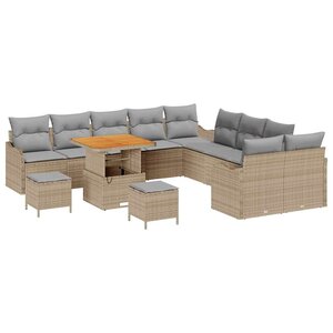 vidaXL Ensemble de canapé de jardin 13 Pièces Beige et Gris clair