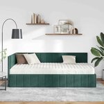 vidaXL Cadre de lit d'angle avec matelas 2 pc Vert foncé 100 x 200 cm