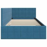 vidaXL Cadre de lit d'angle avec tête de lit Bleu 90 x 190 cm Velours