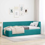 vidaXL Cadre de lit d'angle Turquoise 80 x 200 cm Velours
