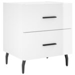 vidaXL Tables de chevet 2 Pièces blanc brillant 40x35x47 5 cm