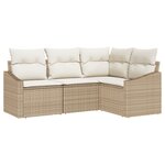 vidaXL Ensemble de salle à manger de jardin 4 pièces avec coussins en poly rotin beige