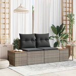 vidaXL Sofa de jardin 2 places avec coussins en poly rotin gris