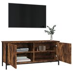 vidaXL Meuble TV avec portes chêne fumé 102x35x45 cm bois d'ingénierie
