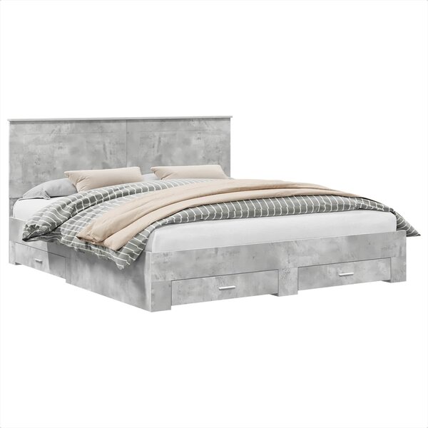 vidaXL Cadre de lit Gris béton 200 x 200 cm Bois d'ingénierie