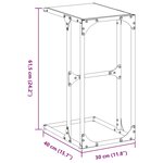vidaXL Table d'appoint avec verre noir 40x30x61 5 cm acier