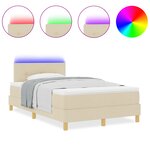 vidaXL Lit avec sommier  matelas et LED crème 120x200 cm en tissu