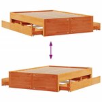 vidaXL Cadre de lit sans matelas avec tiroirs brun cire 140x200 cm pin