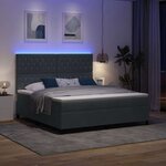 vidaXL Lit à ressort LED avec matelas Gris foncé 180 x 200 cm Velours