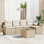 vidaXL Ensemble de salle à manger de jardin de 6 pièces avec coussins en poly rattan marron