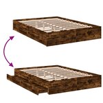 vidaXL Cadre de lit avec tiroirs sans matelas chêne fumé 150x200 cm
