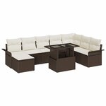 vidaXL Ensemble de canapé de jardin avec coussin 9 Pièces Marron  Crème