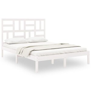 vidaXL Cadre de lit sans matelas blanc bois massif 135x190 cm