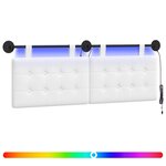vidaXL Tête de lit suspendue Avec lumière LED Blanc Tissu