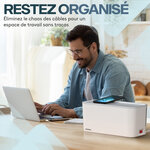 ACROPAQ Boite Cache Cable Cache multiprise - Avec multiprise intégrée  USB-C  USB-A  Boîte de Rangement pour Câble - Blanc