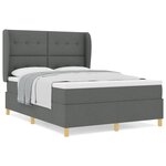 Lit à ressort vidaXL avec matelas gris foncé 160x200 cm en tissu