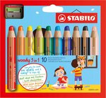 Etui de 10 Crayon WOODY 3 en 1 Extra large avec taille-crayon STABILO