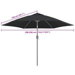 vidaXL Tissu de remplacement pour parasol d'extérieur Noir 300 cm