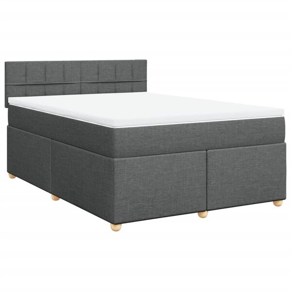 vidaXL Sommier à lattes de lit avec matelas Gris foncé 140x200cm Tissu