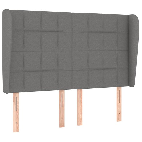 vidaXL Tête de lit avec oreilles Gris foncé 147x23x118/128 cm Tissu