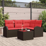 vidaXL Ensemble de canapé de jardin 5 Pièces Marron polyrotin