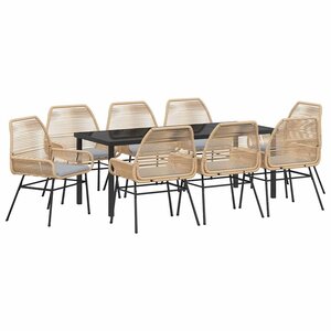 vidaXL Ensemble de salle à manger pour jardin 9 Pièces Marron polyrotin