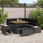 vidaXL Ensemble de canapé de jardin avec coussin 8 Pièces Noir