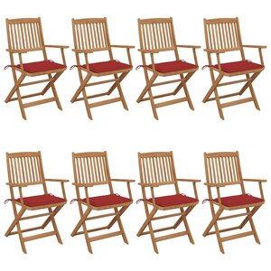vidaXL Chaises pliables de jardin lot de 8 avec coussins Bois d'acacia