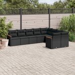 vidaXL Salon de jardin 9 Pièces avec coussins noir résine tressée